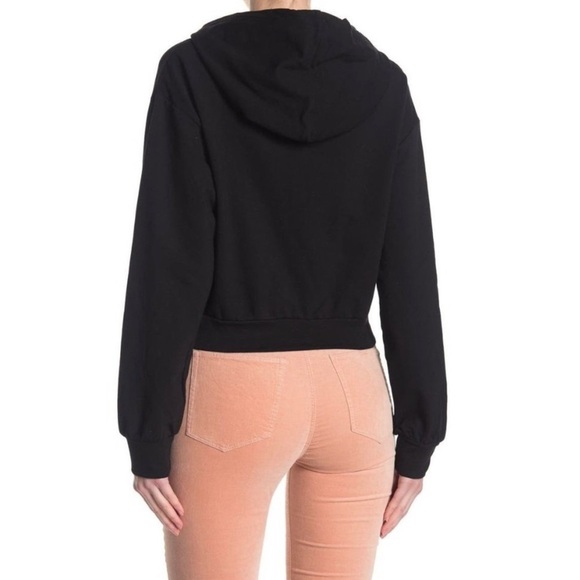 Abound {Nordstrom} Hoodie Twist Front Black cropped - Picture 2 of 8